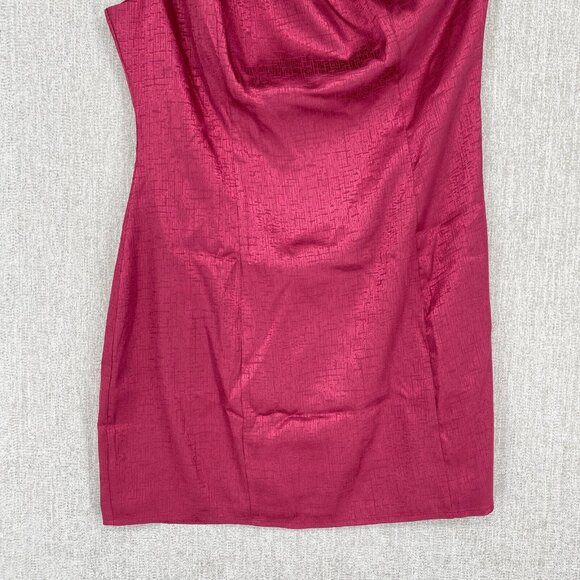 Lulus Dress Mini Satin Lisette One Shoulder Jacquard Cocktail Party Bodice Large - Picture 5 of 13